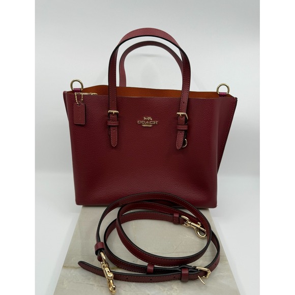 Coach Burgundy Tote Bag with Gold Accents - Picture 1 of 16